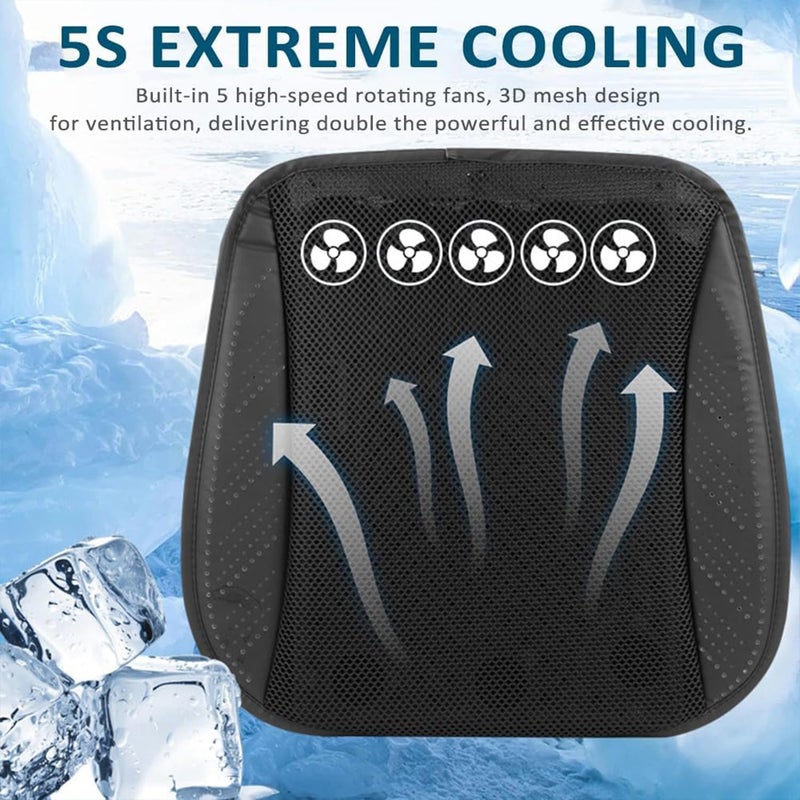 Foloose Ventilated Seat Cushion with USB Port, Summer Breathable Cooling Pad for All Car Seats, Home and Office Chairs, Black - Image 5