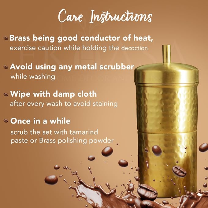 Ekhasa 100% Pure Brass Filter Coffee Maker for Home & Office | South Indian Filter Coffee Maker | Drip Coffee Maker | Coffee Decoction Maker Filter Coffee Machine Brewer | Ideal for 2-3 people - Image 3