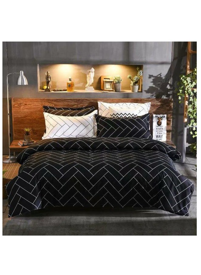 AL RAID Single Size Bed Sheet Set| Cozy, Durable & Easy Care Bedding | 4PCS Bedding Set Includes 1 Duvet Cover 160x210 cm, 1 Fitted Sheet 120x200+20 cm, 2 Pillowcases 50x75 cm | Soft & Durable Bedding 