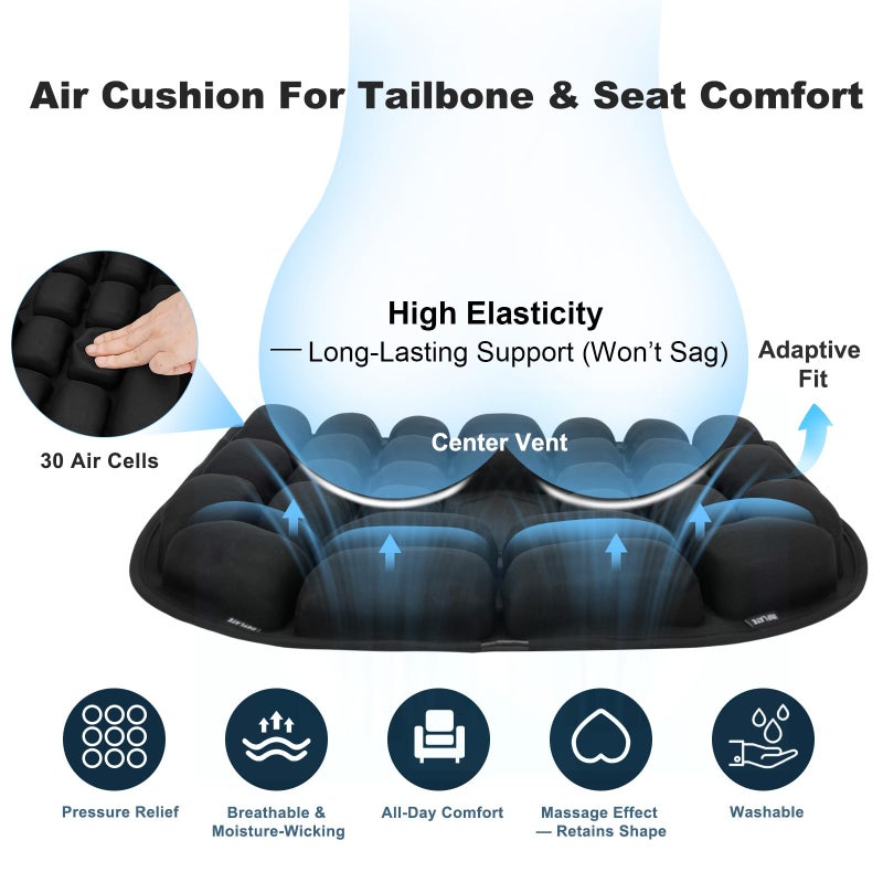 Kaflin Inflatable Seat Cushion - Airplane Seat Cushion for Long Flights, Stable & Firm Support for Sports & Outdoors, Stadium Bleachers, Travel & Hard Dining Chairs - Image 2