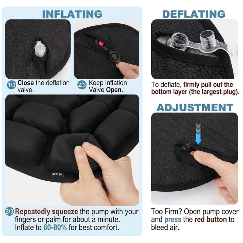 Kaflin Inflatable Seat Cushion - Airplane Seat Cushion for Long Flights, Stable & Firm Support for Sports & Outdoors, Stadium Bleachers, Travel & Hard Dining Chairs - Image 4