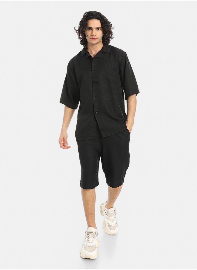Red Circle - Button Closure Trendy Shirt and Shorts Set - Image 1