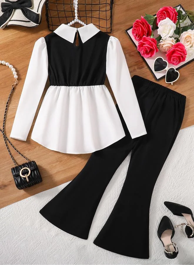 Take Two Take Two Teens Flounce Hem Top and Flare Pants Set