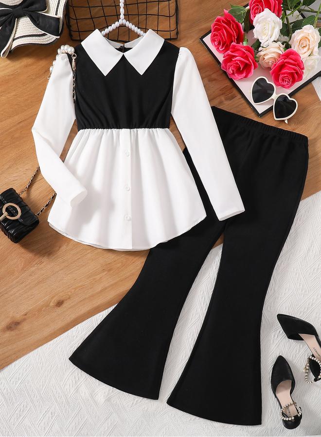 Take Two Teens Flounce Hem Top and Flare Pants Set - Image 2