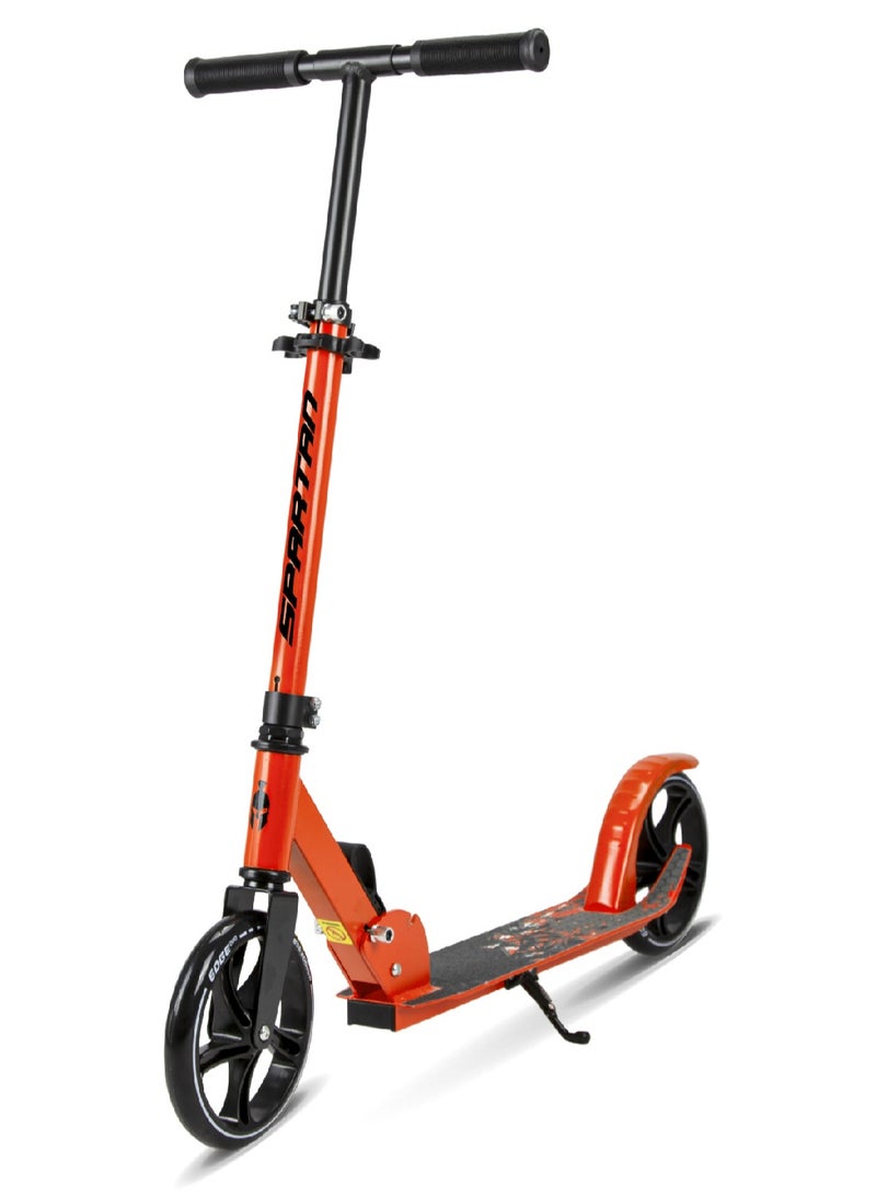 Spartan Spartan Edge 200 mm Folding Kick Scooter for Kids & Teens SP‑7005 – Big PU Wheels, ABEC‑7 Performance Bearings, Adjustable Handlebar & Quick‑Fold Frame, Rear Brake & Kickstand – For Ages 8+ | Orange  - Image 1