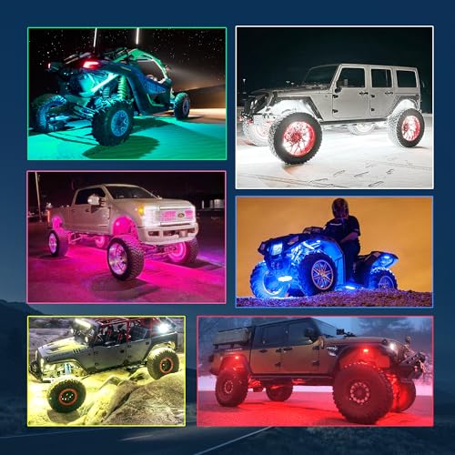 MICTUNING C2 Curved RGBW LED Rock Lights - 8 Pods Underglow Multicolor Neon Light with Wiring Switch Kit, Bluetooth Controller with APP Control - Image 3