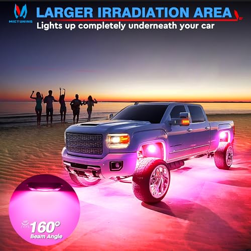 MICTUNING C2 Curved RGBW LED Rock Lights - 8 Pods Underglow Multicolor Neon Light with Wiring Switch Kit, Bluetooth Controller with APP Control - Image 4