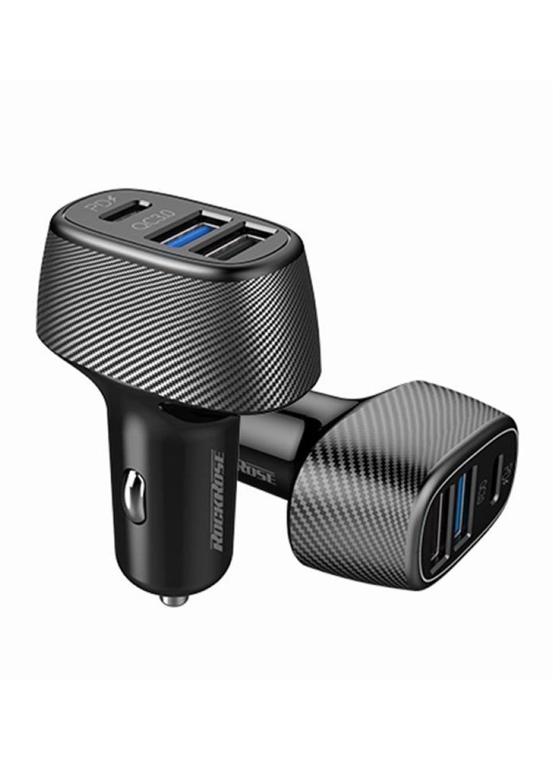 ROCKROSE محول شاحن سيارة Rock Rose Safari RRCC10 PQ2 بمنفذين USB - أسود  - Image 1