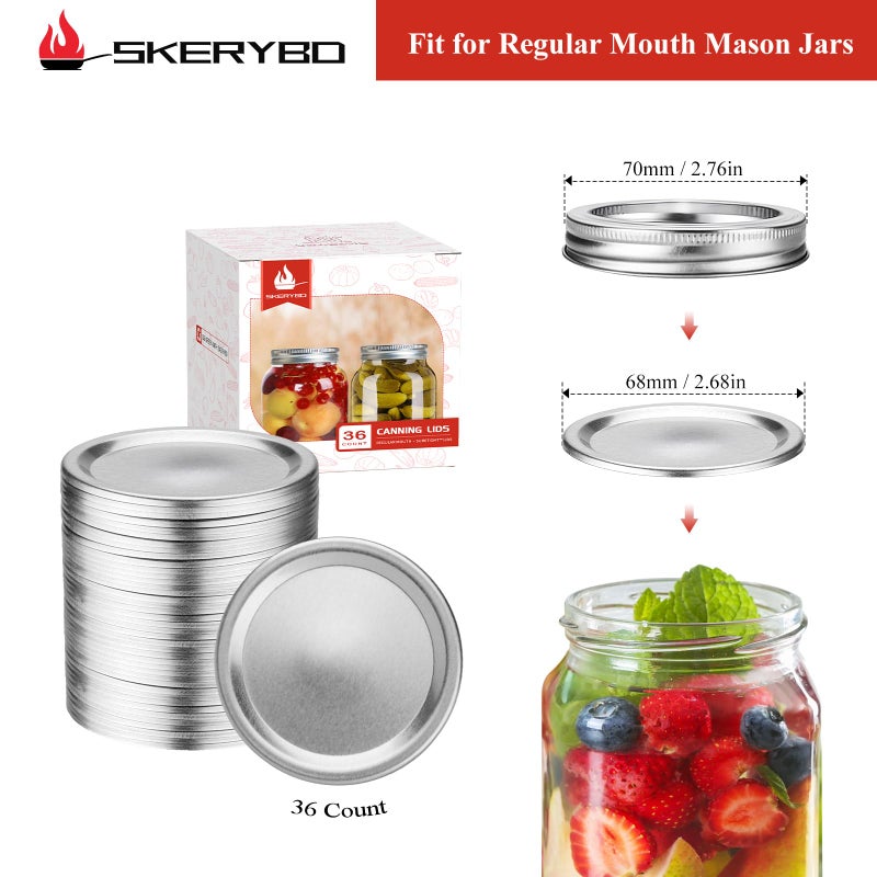 SKERYBD 36 Pcs Regular Mouth Canning Lids  Lids For Mason Jar  Split-Type - Image 4