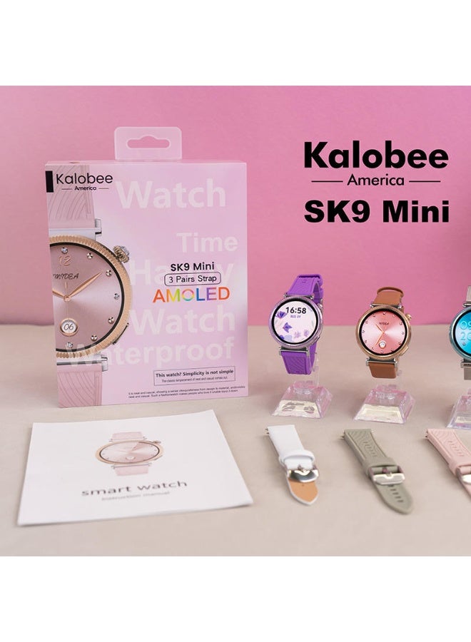 Kalobee SK9mini Smartwatch AMOLED Display Bluetooth Calling Always-On Display Dynamic Island UI IP68 Waterproof Fitness Tracker Health Monitoring Heart Rate Sleep Tracking Sports Modes 3 Strap Set Android iOS - Image 2