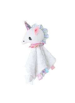 General Baby Animal Comfort Towel Cute Cartoon Lathe Hanging Baby Handkerchief Bib Towel Comfort Towel Toy (White Unicorn)  - Image 1