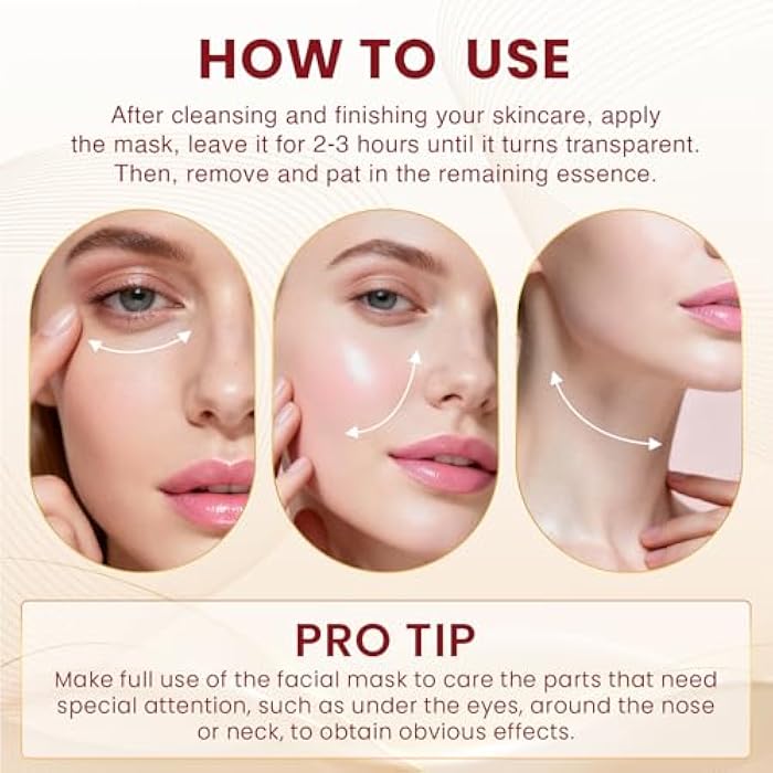 LINSIRON Bio-Collagen Real Deep Masks 8PCS Collagen Face Mask Skin Care Sheet Overnight Skincare Hydrating Smile Line Patches Wrapping Lift Stocking Stuffers Birthday Gifts for Teen Girls - Image 5