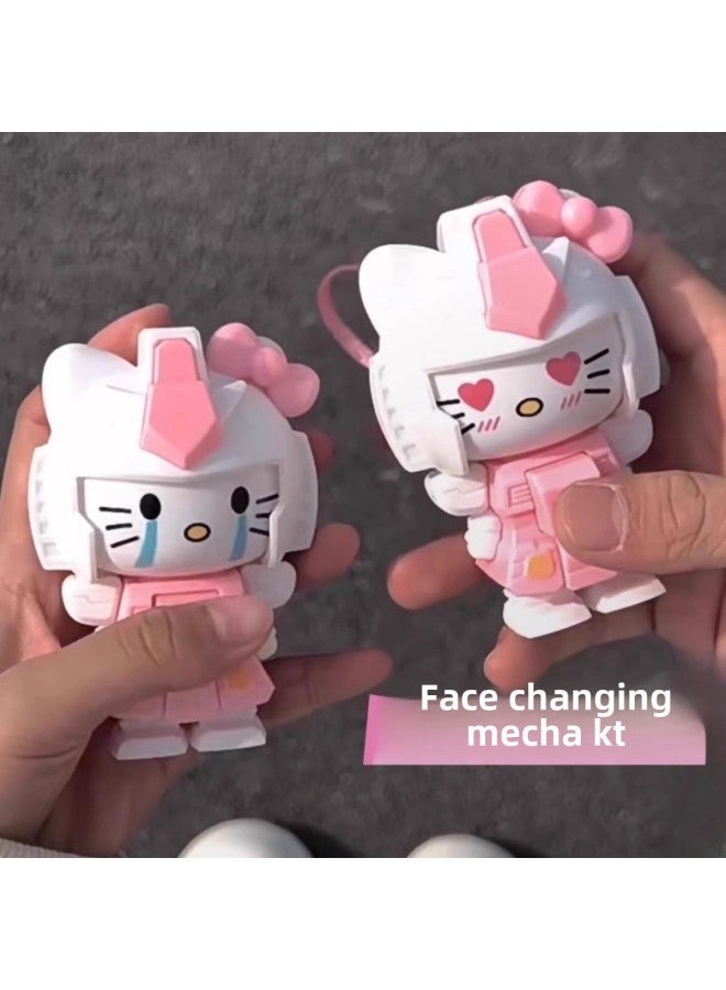 Mecha Hellokitty Expression Bag Face-changing Cartoon Toy Gundam Decoration Creative Keychain Bag Pendant-Color:Face Changing Kt Cat - Image 2