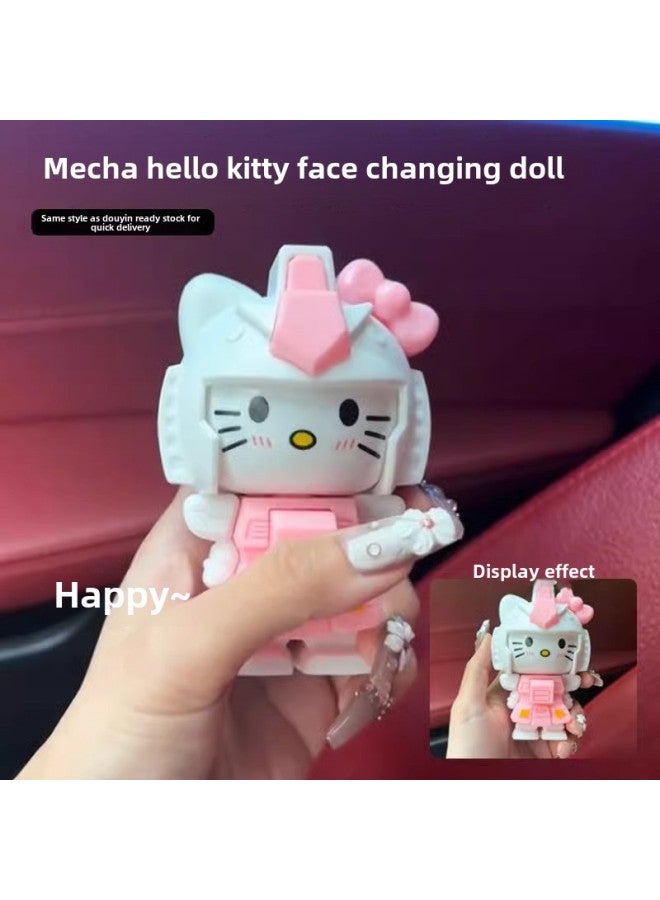 Mecha Hellokitty Expression Bag Face-changing Cartoon Toy Gundam Decoration Creative Keychain Bag Pendant-Color:Face Changing Kt Cat - Image 3