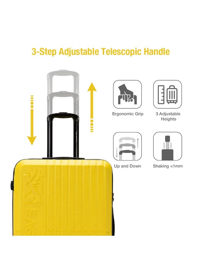 Eagle Express Aura ABS Hard Shell Luggage Set 3 Pcs (20/24/28 Inch) Yellow, Travel Trolley Suitcase Set with Scratch Resistant Shell, Silent Spinner Wheels, Anti-Theft Zipper and 2 Year Warranty - Image 4