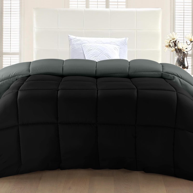 Utopia Bedding Comforter Duvet Insert, Quilted Comforter with Corner Tabs, Box Stitched Down Alternative Comforters King Size (Black/Grey) - Image 2