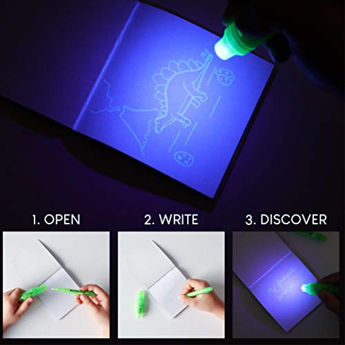 BONNYCO Invisible Ink Pen and Notebook Pack 16 Dinosaur Party Favors for Kids Magic Spy Pen Goodie Bags Stuffers for Kids Dinosaur Birthday Party Supplies Goody Bag Stuffers Return Gifts Prizes - Image 5