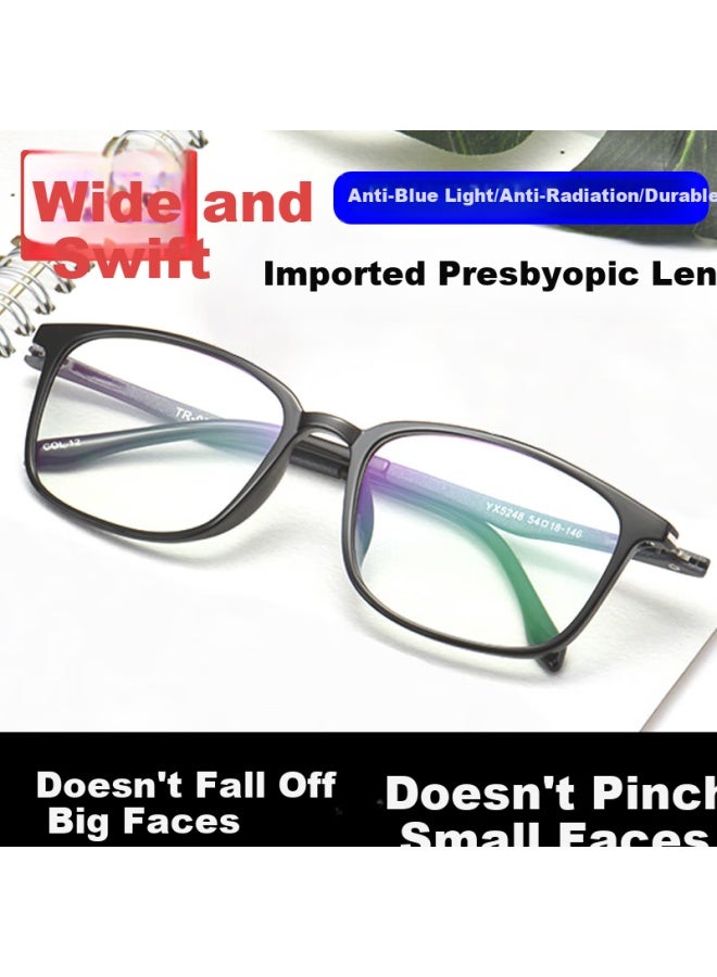 Buzz Reading Gl For Men And Women, Anti-blue Light, Ultra-light, High Definition, For Middle-aged And Elderly, Presbyopia Gl Bj121 Black Frame With Gray Temples 100 Degrees - Image 1
