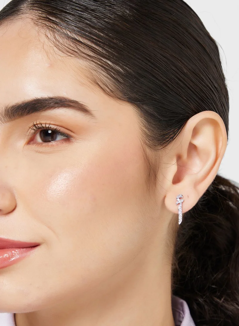 Khizana Cz Arabic Initial "A" Stud Earrings