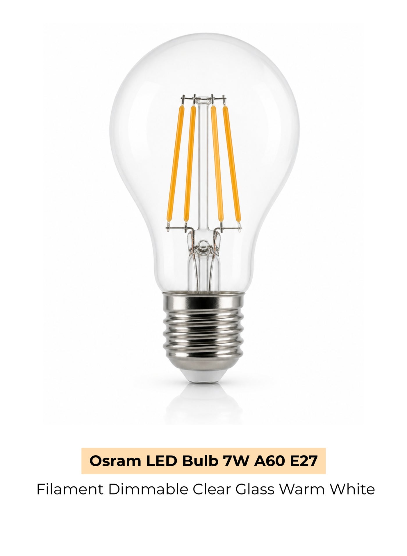 OSRAM Osram LED Bulb 7W A60 E27 Filament Dimmable Clear Glass Warm White | Best Price UAE