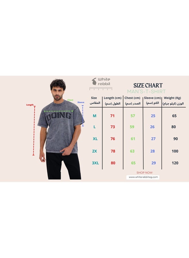 WHITE RABBIT Chest Printed Cotton T-Shirt' in grey - Image 5