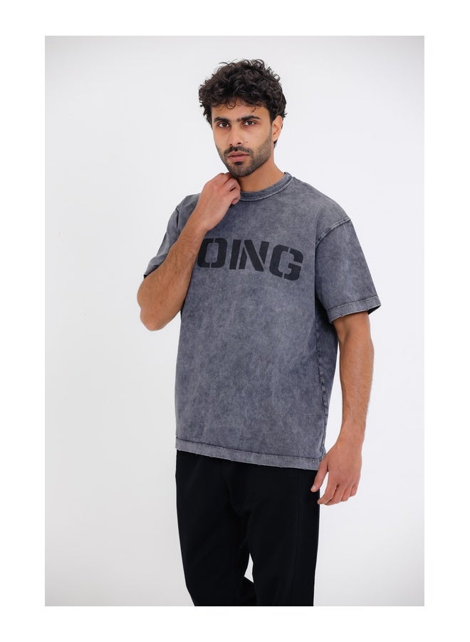 WHITE RABBIT Chest Printed Cotton T-Shirt' in grey - Image 1