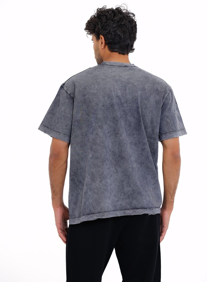 WHITE RABBIT Chest Printed Cotton T-Shirt' in grey - Image 4