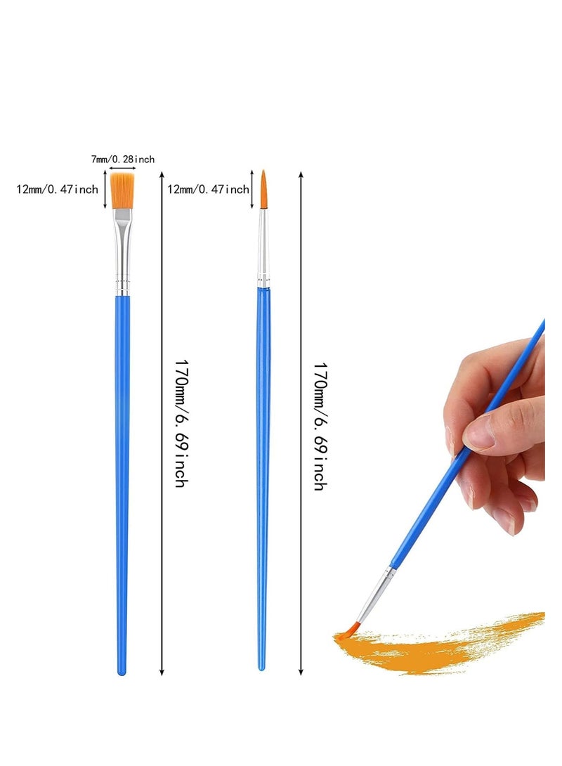 60 PCS Paint Brushes, Oil paintbrush, Round Flat Small Brush Bulk, Artist Paint brushes, Easy Use and Maintenance, Suitable For Detail Painting Flat Paint Brushes Sets, Blue - Image 2
