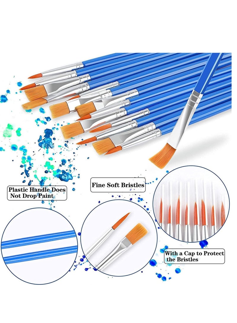 60 PCS Paint Brushes, Oil paintbrush, Round Flat Small Brush Bulk, Artist Paint brushes, Easy Use and Maintenance, Suitable For Detail Painting Flat Paint Brushes Sets, Blue - Image 4