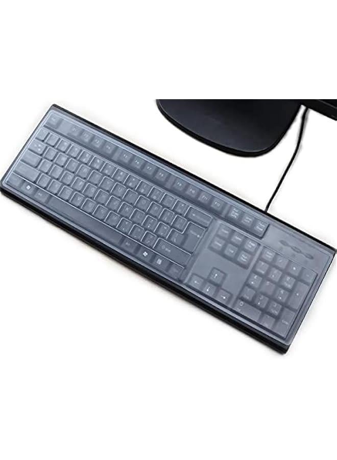 Arabest Universal Keyboard Protector Cover for Standard Desktop Keyboards - Clear, Anti-Dust, Waterproof, Reusable - Fits 104/107 Keys - Image 1