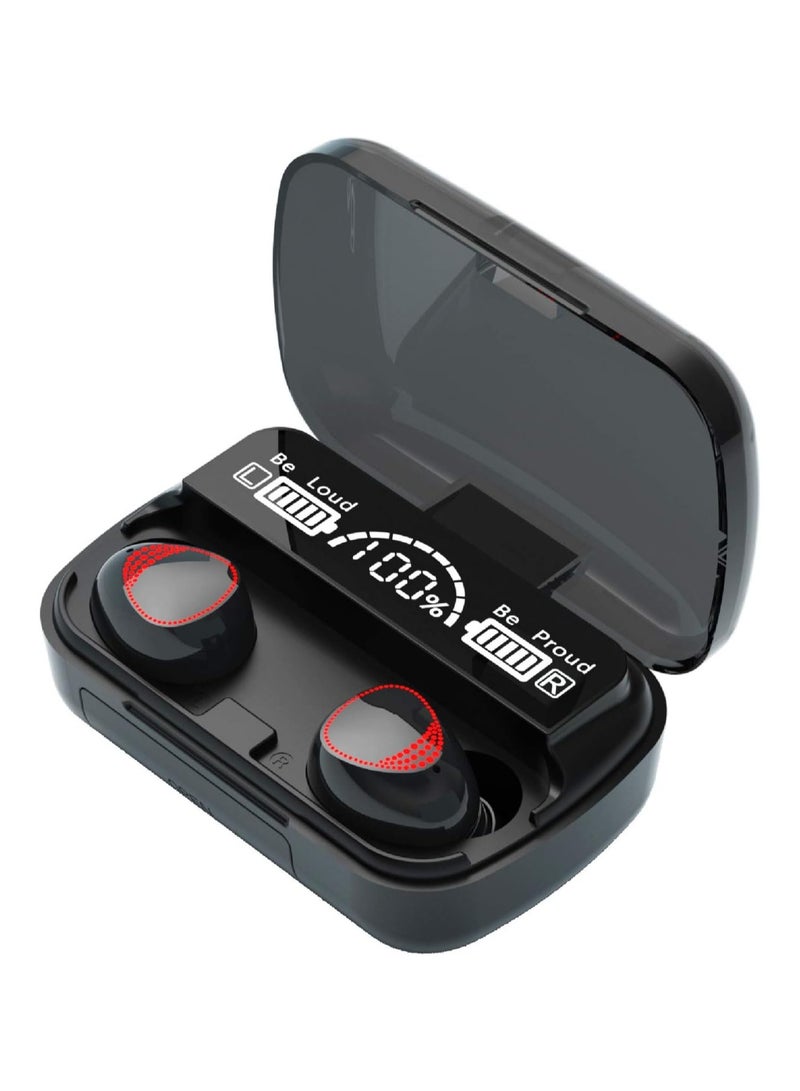 M10 Wireless Bluetooth 5.1 Headphones, IPX7 Wireless Charging Case Waterproof TWS Stereo Earphones Built-in Microphone.Sport Wireless Headphones,Black  - Image 1