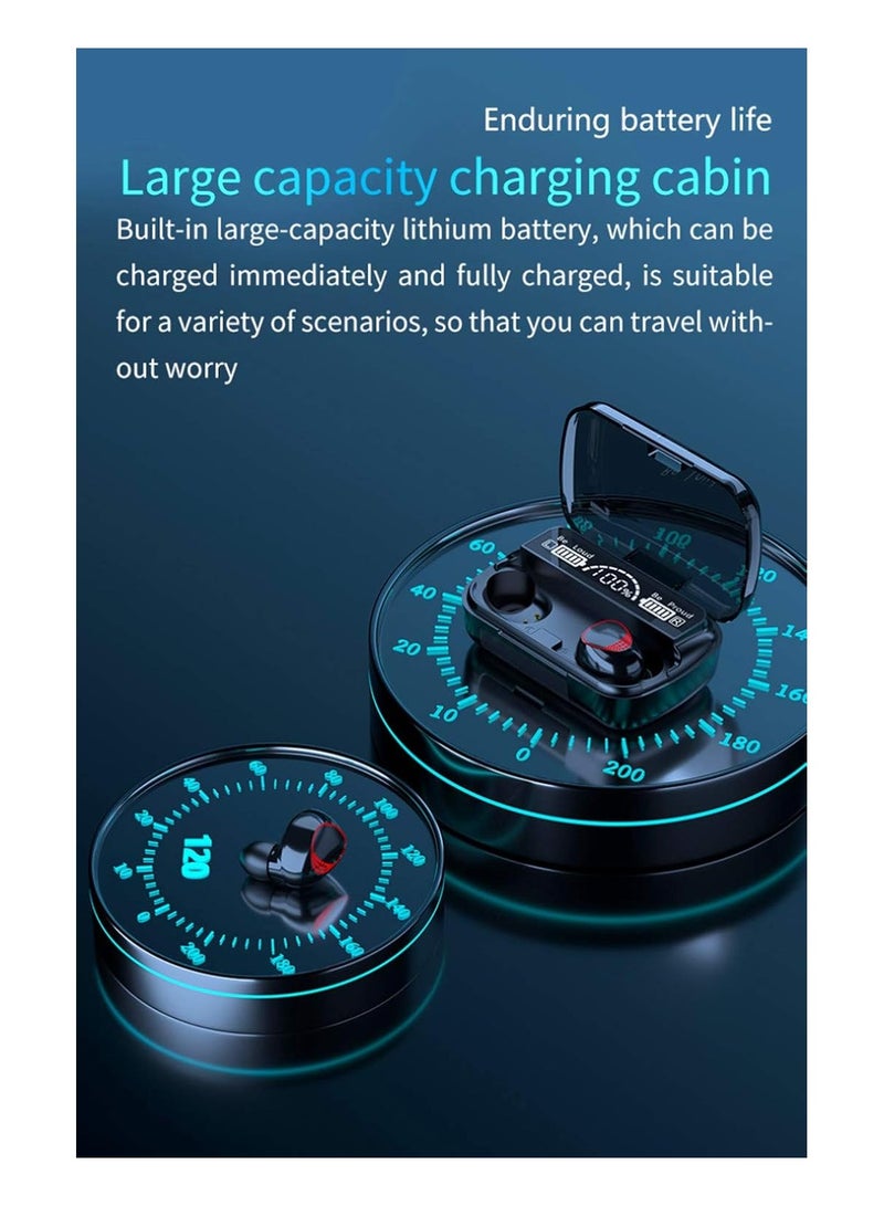 M10 Wireless Bluetooth 5.1 Headphones, IPX7 Wireless Charging Case Waterproof TWS Stereo Earphones Built-in Microphone.Sport Wireless Headphones,Black  - Image 4