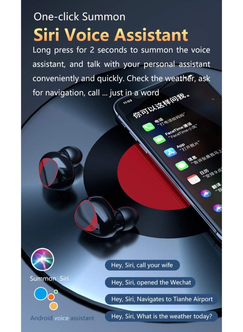 M10 Wireless Bluetooth 5.1 Headphones, IPX7 Wireless Charging Case Waterproof TWS Stereo Earphones Built-in Microphone.Sport Wireless Headphones,Black  - Image 5