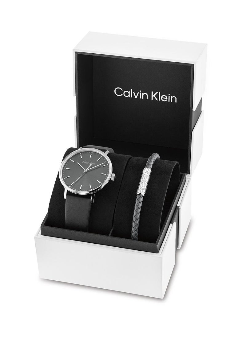 CALVIN KLEIN - Men's Leather Wrist Watch 35700008 - Image 1