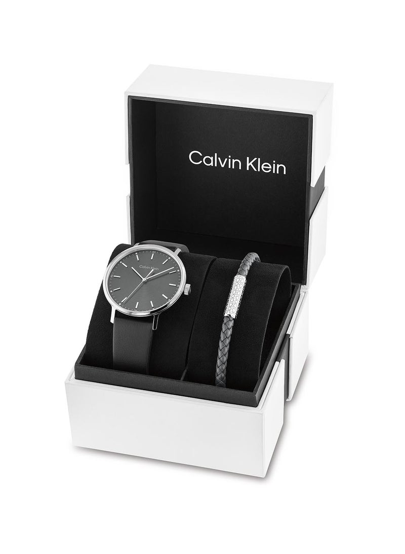CALVIN KLEIN - Men's Leather Wrist Watch 35700008 - Image 1