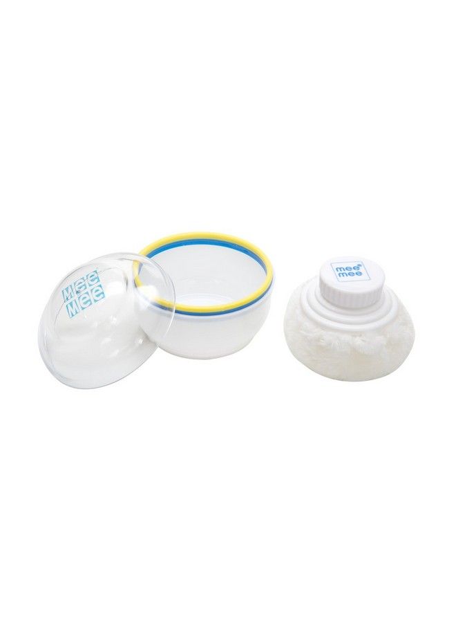 mee mee Portable Powder Puff With Box Holder Container For New Born And Kids Face And Body (Regular Light Blue) - Image 2