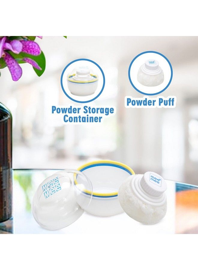 mee mee Portable Powder Puff With Box Holder Container For New Born And Kids Face And Body (Regular Light Blue) - Image 3
