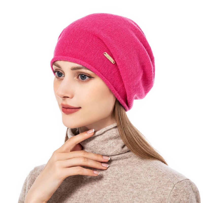 QUEENFUR Knit Slouchy Beanie Hats for Women Cashmere Ski Cap Knitted Wool Soft Warm Winter Hat - Image 4