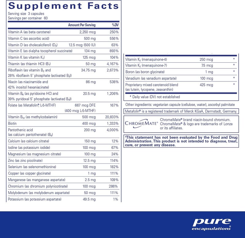 Pure Encapsulations مكمل غذائي نقي 950 مع فيتامين ك 180 كبسولة  مكمل متعدد الفيتامينات والمعادن  دعم العظام والأوعية الدموية  امتصاص مثالي  خالي من الغلوتين  غير معدل وراثيًا  180 كبسولة - Image 2