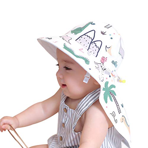 GZMM Baby Girls Wide Brim Sun Protection Hat UPF 50+,Foldable Baby Girl Boy Sun Hat (6-12 Months, Dinosaur) - Image 1