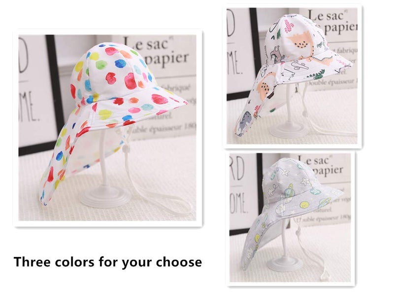 GZMM Baby Girls Wide Brim Sun Protection Hat UPF 50+,Foldable Baby Girl Boy Sun Hat (6-12 Months, Dinosaur) - Image 3