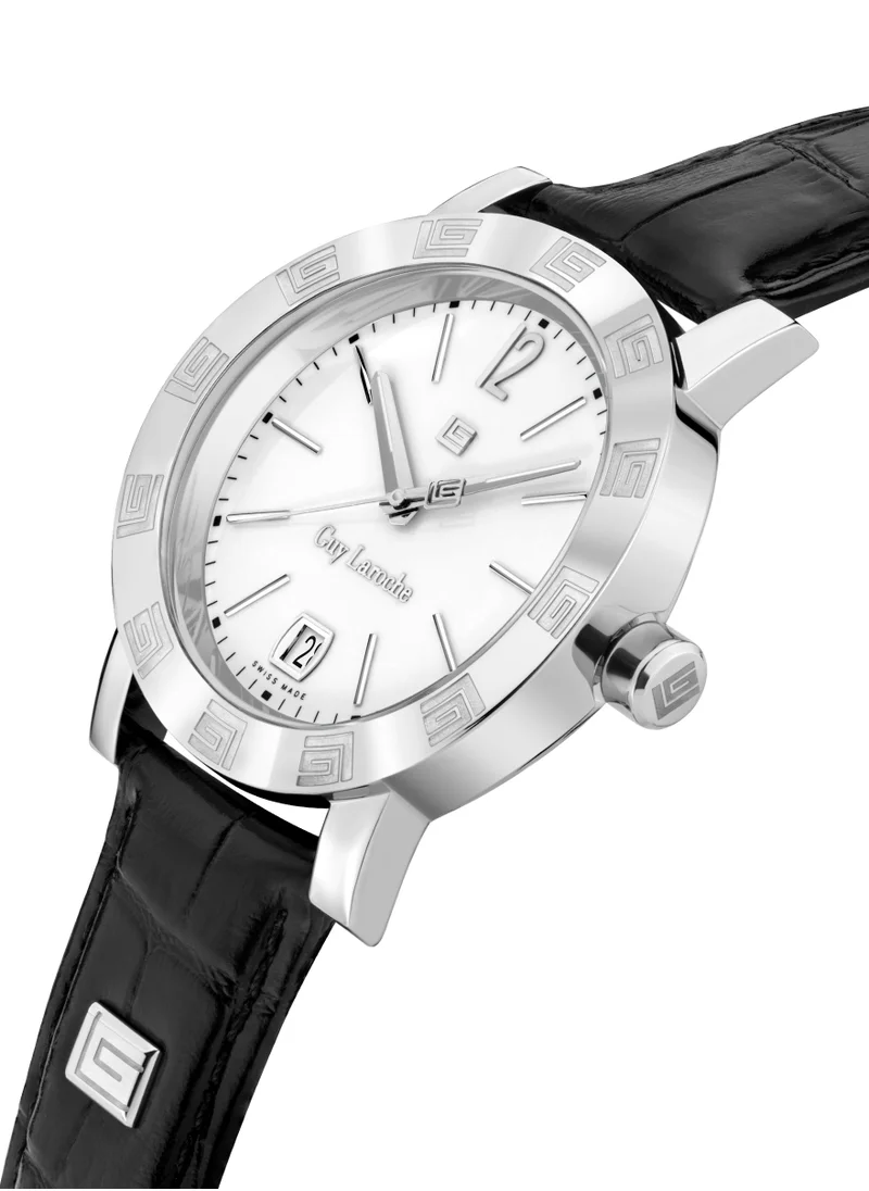 Guy Laroche Guy Laroche Alex Watch for Men with Black Genuine Leather Strap 40 mm 5 Atm