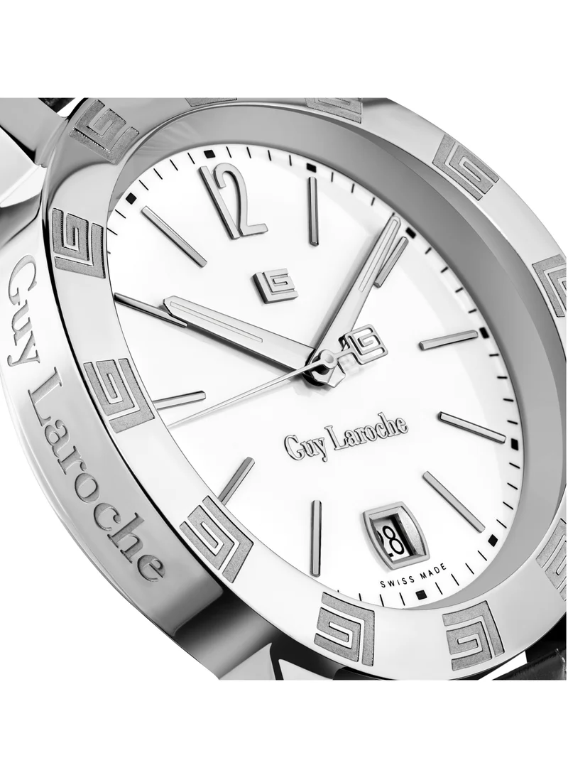 Guy Laroche Guy Laroche Alex Watch for Men with Black Genuine Leather Strap 40 mm 5 Atm