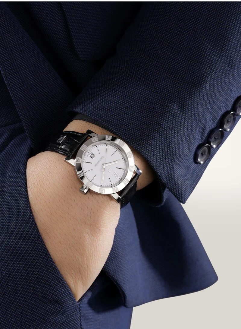Guy Laroche Guy Laroche Alex Watch for Men with Black Genuine Leather Strap 40 mm 5 Atm