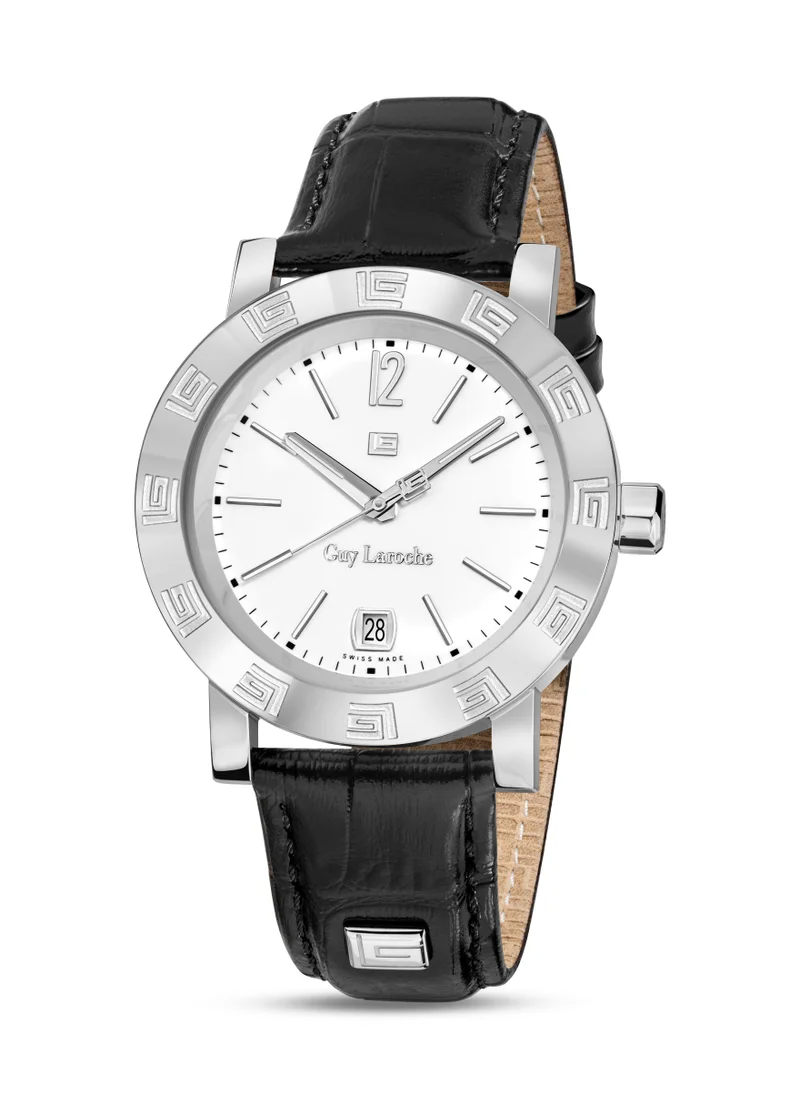 Guy Laroche Guy Laroche Alex Watch for Men with Black Genuine Leather Strap 40 mm 5 Atm
