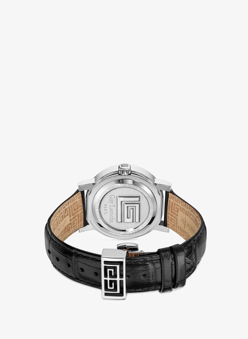 Guy Laroche  Guy Laroche Alex Watch for Men with Black Genuine Leather Strap 40 mm 5 Atm for Men | Best Price UAE