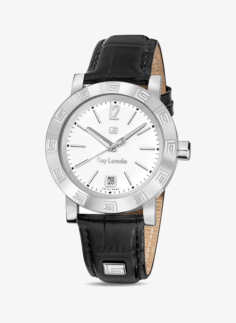 Guy Laroche  Guy Laroche Alex Watch for Men with Black Genuine Leather Strap 40 mm 5 Atm for Men | Best Price UAE