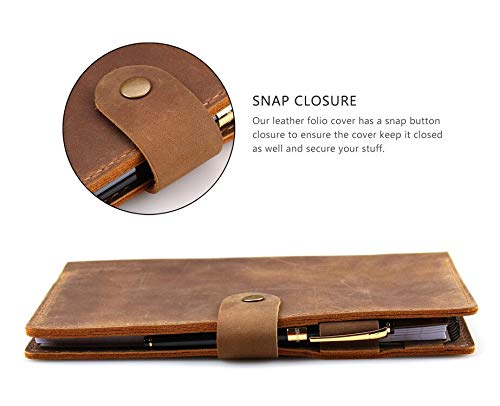 Robrasim Leather Cover for 6"x9" Steno Notebook, Leather Folio Cover Compatible with 6x9 Spiral Steno Pads, A5 Notebook Organizer with Pen Loop - Brown - Image 3