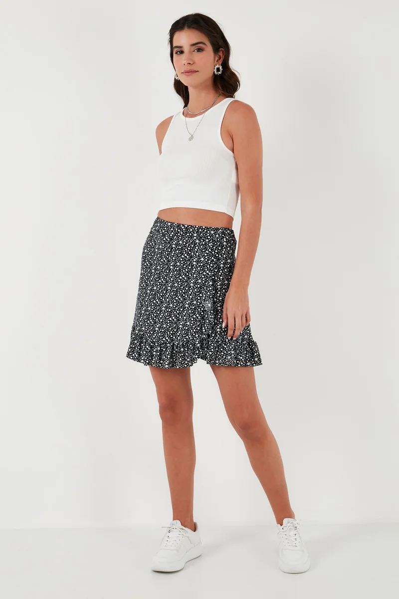 ليلا Patterned Flounce High Waist Skirt Women's Skirt 5864152
