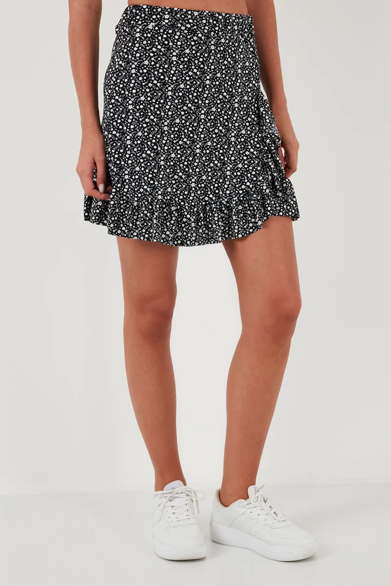 ليلا Patterned Flounce High Waist Skirt Women's Skirt 5864152